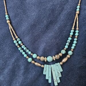 Turquoise and Solvwr Beaded Necklace